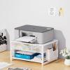 imageMarbrasse Metal Printer Stand for Desk with Storage Drawer and 2 Pen Holders 2Tier Desktop Organizer Printer Table for Home Office MultiPurpose Desk Organizer for Fax Machine Scanner FilesBlackWhite