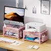 imageMarbrasse Metal Printer Stand for Desk with Storage Drawer and 2 Pen Holders 2Tier Desktop Organizer Printer Table for Home Office MultiPurpose Desk Organizer for Fax Machine Scanner FilesBlackPink