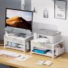 imageMarbrasse Metal Printer Stand for Desk with Storage Drawer and 2 Pen Holders 2Tier Desktop Organizer Printer Table for Home Office MultiPurpose Desk Organizer for Fax Machine Scanner FilesBlackWhite