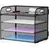 imageMarbrasse 4 Tier Paper Organizer Letter Tray  Mesh Desk File Organizer with Handle Paper Sorter Organizer for LetterA4 Office File Folder Holder Black 126quot x 91quot x 107quotBlack