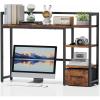 imageMarbrasse Desk Shelf with Drawer 40quot Desk Hutch for Computer Monitor Wooden Desktop Bookshelf Storage Rack for Home Office Dorm  Dark BrownDark Brown