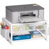 imageMarbrasse Metal Printer Stand for Desk with Storage Drawer and 2 Pen Holders 2Tier Desktop Organizer Printer Table for Home Office MultiPurpose Desk Organizer for Fax Machine Scanner FilesBlackWhite