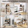 imageMarbrasse 3Tier Clamp on Desk Shelf Adjustable Above or Under Desktop Storage Shelf 360Rotatable Wood Standing Desk Organizer with HooksDesk Storage for Gaming DevicesBlackBrown