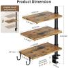 imageMarbrasse 3Tier Clamp on Desk Shelf Adjustable Above or Under Desktop Storage Shelf 360Rotatable Wood Standing Desk Organizer with HooksDesk Storage for Gaming DevicesBlackBrown