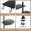 imageMarbrasse 3Tier Clamp on Desk Shelf Adjustable Above or Under Desktop Storage Shelf 360Rotatable Wood Standing Desk Organizer with HooksDesk Storage for Gaming DevicesBlackBlack