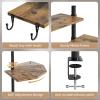 imageMarbrasse 3Tier Clamp on Desk Shelf Adjustable Above or Under Desktop Storage Shelf 360Rotatable Wood Standing Desk Organizer with HooksDesk Storage for Gaming DevicesBlackBrown