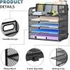 imageMarbrasse 5 Tier Paper Organizer with 3 Pen Holders Mesh Desk File Organizer with Handle Paper Sorter Desk Organizer for Home Office SuppliesBlack5 Tier With 3 Pen Holders