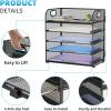 imageMarbrasse 5 Tier Paper Organizer with 3 Pen Holders Mesh Desk File Organizer with Handle Paper Sorter Desk Organizer for Home Office SuppliesBlack5 Tier  Black