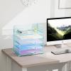 imageMarbrasse 5 Tier Paper Organizer with 3 Pen Holders Mesh Desk File Organizer with Handle Paper Sorter Desk Organizer for Home Office SuppliesBlack5 Tier  Blue