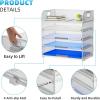 imageMarbrasse 5 Tier Paper Organizer with 3 Pen Holders Mesh Desk File Organizer with Handle Paper Sorter Desk Organizer for Home Office SuppliesBlack5 Tier Mesh File Organizerwhite