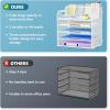 imageMarbrasse 5 Tier Paper Organizer with 3 Pen Holders Mesh Desk File Organizer with Handle Paper Sorter Desk Organizer for Home Office SuppliesBlack5 Tier With 3 Pen Holders  White