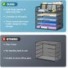 imageMarbrasse 5 Tier Paper Organizer with 3 Pen Holders Mesh Desk File Organizer with Handle Paper Sorter Desk Organizer for Home Office SuppliesBlack5 Tier With 3 Pen Holders