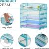 imageMarbrasse 5 Tier Paper Organizer with 3 Pen Holders Mesh Desk File Organizer with Handle Paper Sorter Desk Organizer for Home Office SuppliesBlack5 Tier  Blue