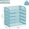 imageMarbrasse 5 Tier Paper Organizer with 3 Pen Holders Mesh Desk File Organizer with Handle Paper Sorter Desk Organizer for Home Office SuppliesBlack5 Tier  Blue