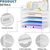 imageMarbrasse 5 Tier Paper Organizer with 3 Pen Holders Mesh Desk File Organizer with Handle Paper Sorter Desk Organizer for Home Office SuppliesBlack5 Tier With 3 Pen Holders  White