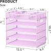 imageMarbrasse 5 Tier Paper Organizer with 3 Pen Holders Mesh Desk File Organizer with Handle Paper Sorter Desk Organizer for Home Office SuppliesBlackMesh File Organizer 5 Tierpurple