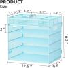 imageMarbrasse 5 Tier Paper Organizer with 3 Pen Holders Mesh Desk File Organizer with Handle Paper Sorter Desk Organizer for Home Office SuppliesBlackMesh File Organizer 5cblue