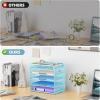 imageMarbrasse 5 Tier Paper Organizer with 3 Pen Holders Mesh Desk File Organizer with Handle Paper Sorter Desk Organizer for Home Office SuppliesBlackMesh File Organizer 5cblue