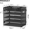 imageMarbrasse 5 Tier Paper Organizer with 3 Pen Holders Mesh Desk File Organizer with Handle Paper Sorter Desk Organizer for Home Office SuppliesBlackMesh File Organizer 5cb