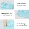 imageMarbrasse 5 Tier Paper Organizer with 3 Pen Holders Mesh Desk File Organizer with Handle Paper Sorter Desk Organizer for Home Office SuppliesBlackMesh File Organizer 5cblue