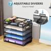 imageMarbrasse 5 Tier Paper Organizer with 3 Pen Holders Mesh Desk File Organizer with Handle Paper Sorter Desk Organizer for Home Office SuppliesBlackMesh File Organizer 5cb