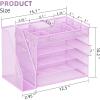 imageMarbrasse 5Tier Desk Organizer with File HolderPaper Letter Tray OrganizerDesktop File Organizer with Adjustable CompartmentsMesh Desk Organizers and Accessories for Office SuppliesBlackPurple