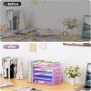 imageMarbrasse 5Tier Desk Organizer with File HolderPaper Letter Tray OrganizerDesktop File Organizer with Adjustable CompartmentsMesh Desk Organizers and Accessories for Office SuppliesBlackPurple