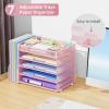 imageMarbrasse 5Tier Desk Organizer with File HolderPaper Letter Tray OrganizerDesktop File Organizer with Adjustable CompartmentsMesh Desk Organizers and Accessories for Office SuppliesBlackPink