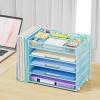 imageMarbrasse 5Tier Desk Organizer with File HolderPaper Letter Tray OrganizerDesktop File Organizer with Adjustable CompartmentsMesh Desk Organizers and Accessories for Office SuppliesBlackBlue