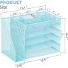 imageMarbrasse 5Tier Desk Organizer with File HolderPaper Letter Tray OrganizerDesktop File Organizer with Adjustable CompartmentsMesh Desk Organizers and Accessories for Office SuppliesBlackBlue