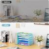 imageMarbrasse 5Tier Desk Organizer with File HolderPaper Letter Tray OrganizerDesktop File Organizer with Adjustable CompartmentsMesh Desk Organizers and Accessories for Office SuppliesBlackBlue