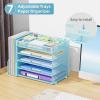 imageMarbrasse 5Tier Desk Organizer with File HolderPaper Letter Tray OrganizerDesktop File Organizer with Adjustable CompartmentsMesh Desk Organizers and Accessories for Office SuppliesBlackBlue