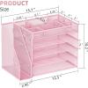 imageMarbrasse 5Tier Desk Organizer with File HolderPaper Letter Tray OrganizerDesktop File Organizer with Adjustable CompartmentsMesh Desk Organizers and Accessories for Office SuppliesBlackPink