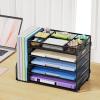 imageMarbrasse 5Tier Desk Organizer with File HolderPaper Letter Tray OrganizerDesktop File Organizer with Adjustable CompartmentsMesh Desk Organizers and Accessories for Office SuppliesBlackBlack
