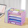 imageMarbrasse 5Tier Desk Organizer with File HolderPaper Letter Tray OrganizerDesktop File Organizer with Adjustable CompartmentsMesh Desk Organizers and Accessories for Office SuppliesBlackPurple