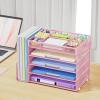 imageMarbrasse 5Tier Desk Organizer with File HolderPaper Letter Tray OrganizerDesktop File Organizer with Adjustable CompartmentsMesh Desk Organizers and Accessories for Office SuppliesBlackPink