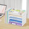 imageMarbrasse 5Tier Desk Organizer with File HolderPaper Letter Tray OrganizerDesktop File Organizer with Adjustable CompartmentsMesh Desk Organizers and Accessories for Office SuppliesBlackWhite