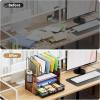 imageMarbrasse Desk organizer with Drawer 4Tier Wooden File Organizer with 5 Vertical File Holders and 2 Pen Holders Desk Organizers and Accessories for Home Office  Dark BrownWooden Mesh File OrganizerDark Brown