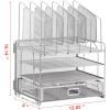 imageMarbrasse Desk organizer with Drawer 4Tier Wooden File Organizer with 5 Vertical File Holders and 2 Pen Holders Desk Organizers and Accessories for Home Office  Dark BrownSilver Vertical File Folder