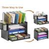 imageMarbrasse Desk organizer with Drawer 4Tier Wooden File Organizer with 5 Vertical File Holders and 2 Pen Holders Desk Organizers and Accessories for Home Office  Dark BrownWooden Mesh File OrganizerBlack