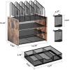 imageMarbrasse Desk organizer with Drawer 4Tier Wooden File Organizer with 5 Vertical File Holders and 2 Pen Holders Desk Organizers and Accessories for Home Office  Dark BrownWooden Mesh File OrganizerDark Brown