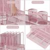 imageMarbrasse Desk organizer with Drawer 4Tier Wooden File Organizer with 5 Vertical File Holders and 2 Pen Holders Desk Organizers and Accessories for Home Office  Dark Brownpink Vertical File Folder