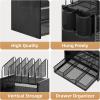 imageMarbrasse Desk organizer with Drawer 4Tier Wooden File Organizer with 5 Vertical File Holders and 2 Pen Holders Desk Organizers and Accessories for Home Office  Dark BrownWooden Mesh File OrganizerBlack