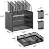 imageMarbrasse Desk organizer with Drawer 4Tier Wooden File Organizer with 5 Vertical File Holders and 2 Pen Holders Desk Organizers and Accessories for Home Office  Dark BrownWooden Mesh File OrganizerBlack