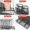imageMarbrasse Desk organizer with Drawer 4Tier Wooden File Organizer with 5 Vertical File Holders and 2 Pen Holders Desk Organizers and Accessories for Home Office  Dark BrownMesh Vertical File Folder  01