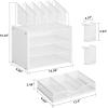 imageMarbrasse Desk organizer with Drawer 4Tier Wooden File Organizer with 5 Vertical File Holders and 2 Pen Holders Desk Organizers and Accessories for Home Office  Dark BrownWooden Mesh File OrganizerWhite