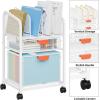 imageMarbrasse Rolling File Cart with Adjustable Dividers Mobile File Cabinet on Lockable Wheels Office Filing Cabinet Organizer Hanging File Folder Organizer for Home Office  Dark BrownWhite