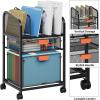 imageMarbrasse Rolling File Cart with Adjustable Dividers Mobile File Cabinet on Lockable Wheels Office Filing Cabinet Organizer Hanging File Folder Organizer for Home Office  Dark BrownBlack