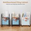 imageMarbrasse Rolling File Cart with Adjustable Dividers Mobile File Cabinet on Lockable Wheels Office Filing Cabinet Organizer Hanging File Folder Organizer for Home Office  Dark BrownWhite
