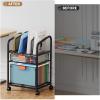 imageMarbrasse Rolling File Cart with Adjustable Dividers Mobile File Cabinet on Lockable Wheels Office Filing Cabinet Organizer Hanging File Folder Organizer for Home Office  Dark BrownBlack